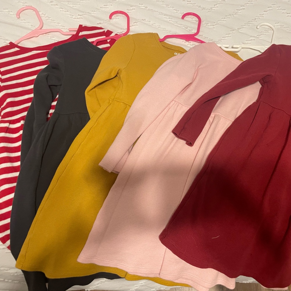 Lot of 5 Toddler Girl long Sleeve Thermal Dresses 5T